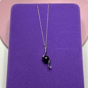💛 14k & 10k White Gold Hawaiian Black Pearl & Diamond Necklace
